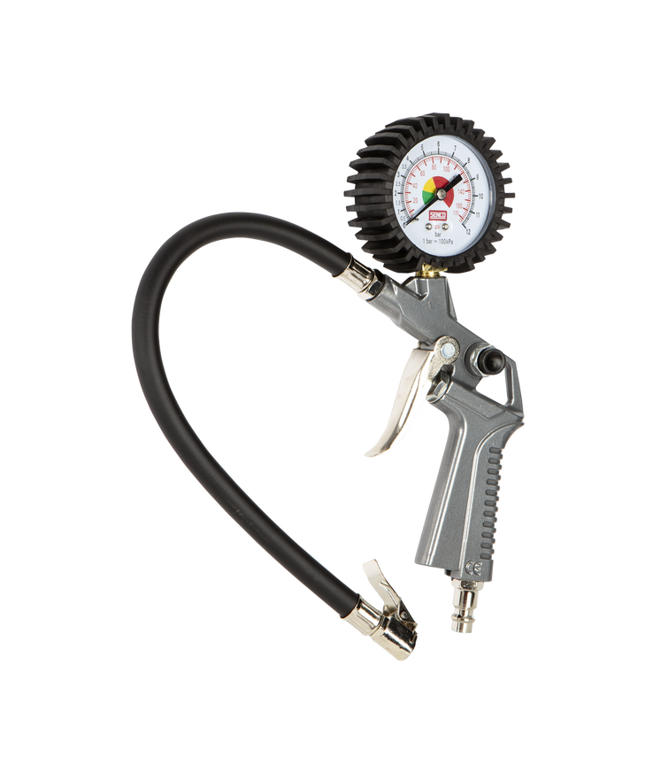 Däckspåfyllare senco 1/4" med Manometer 0-12 bar