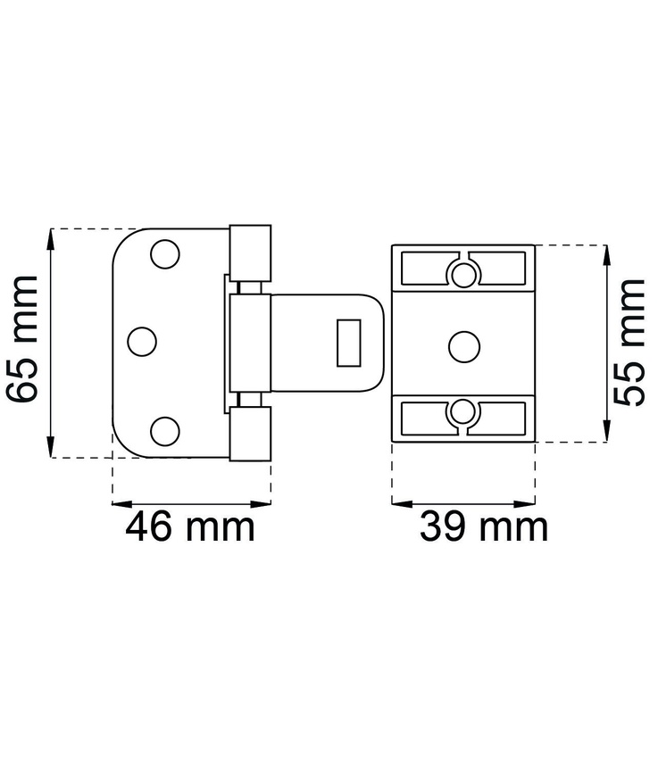 Dörrgångjärn 2465 svart 65x46mm