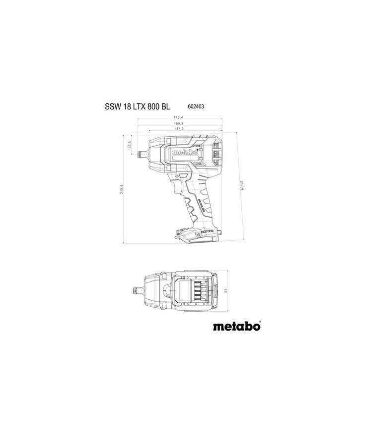 Mutterdragare ssw18ltx800bl Metabo 18v solo 800nm krt