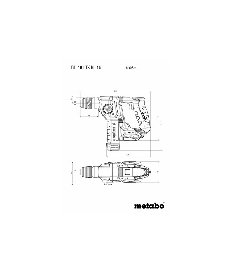 Borrhammare bh18ltxbl16 metabo 18v krt sds-plus solo