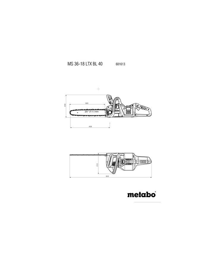 Kedjesåg ms3618ltxbl40 metabo 18v solo 40cm