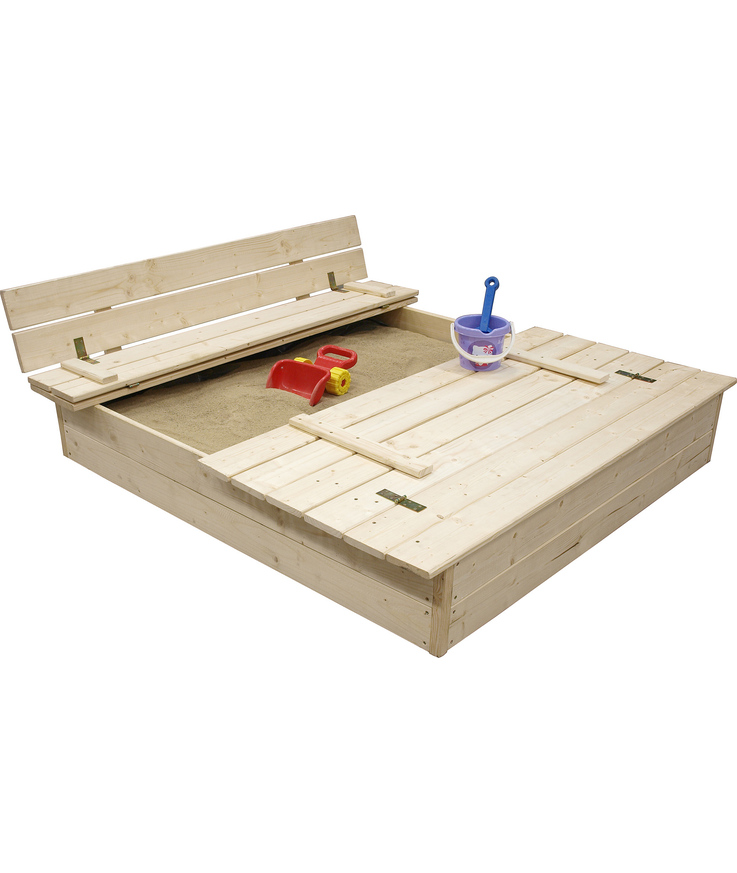 Sandlåda med bänk/lock obeh 140x140cm