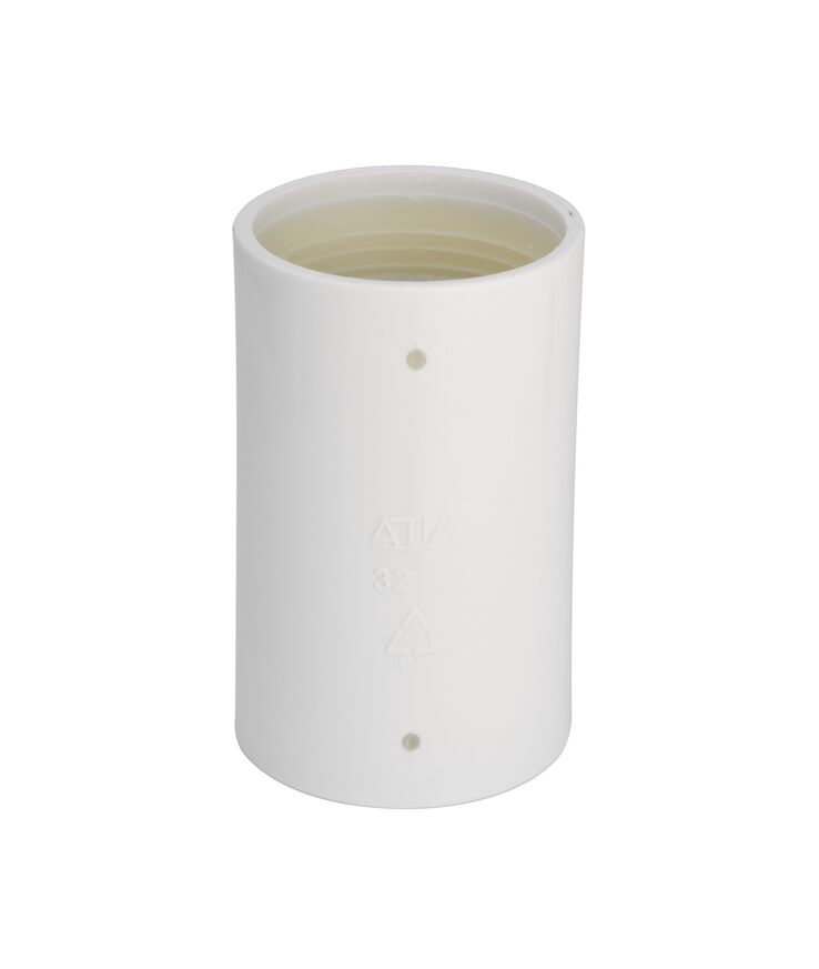 Muff 40mm vit pp med Gummitätning sb