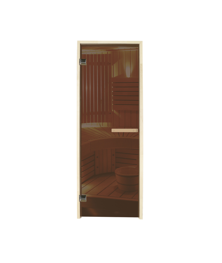 Bastudörr asp brunt glas 8mm 9x21