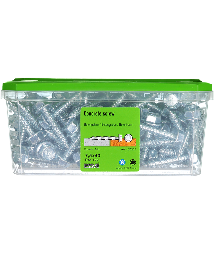 Betongskruv ecs-hf hex fläns Fzb 7,5(6)x40 13mm