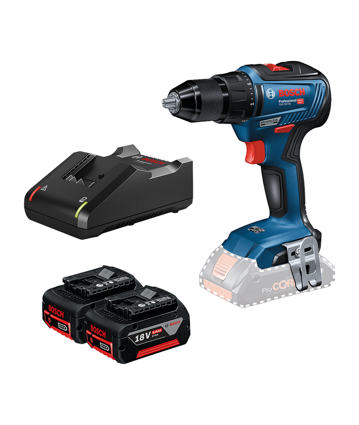 Skruvdragare Bosch GSR 18V-55 2x5ah