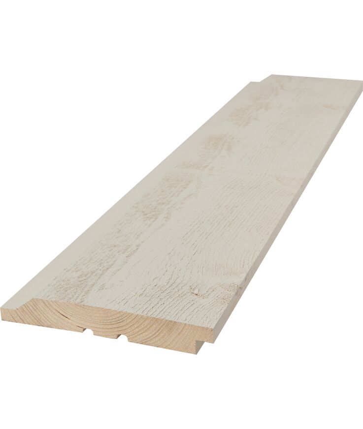 Panel falsad enkelfas vit Mellanstr gran 28x195x4500mm
