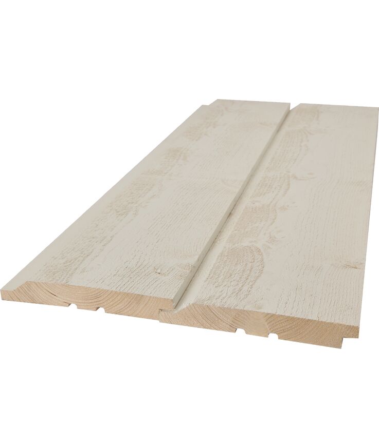 Panel falsad enkelfas vit Mellanstr gran 28x195x4500mm