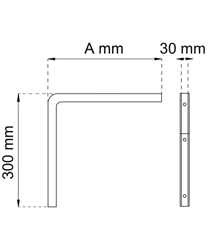Konsol u-profil 6014 svart 300x500mm