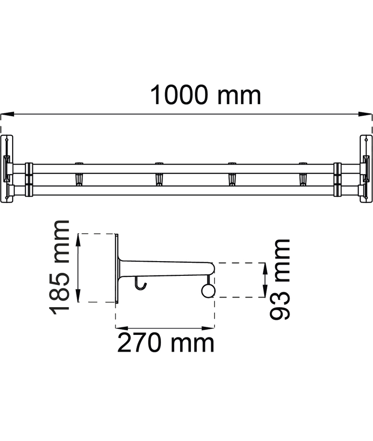 Hatthylla elegant plus Svart/ek 100cm