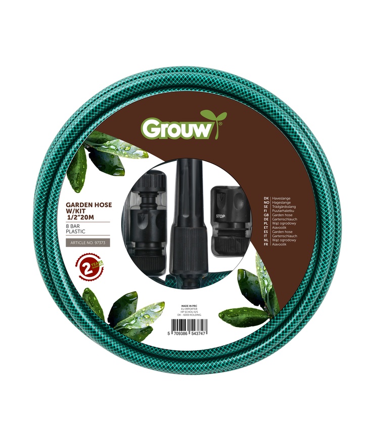 Slangset bevattning 20m 1/2t Slang koppling grouw