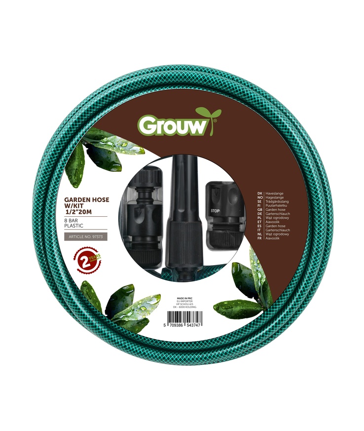 Slangset bevattning 20m 1/2t Slang koppling grouw