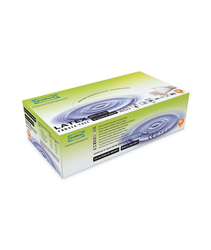 Handske engång granberg latex Stl l