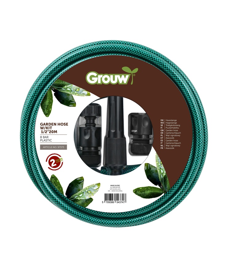Slangset bevattning 20m 1/2t Slang koppling grouw