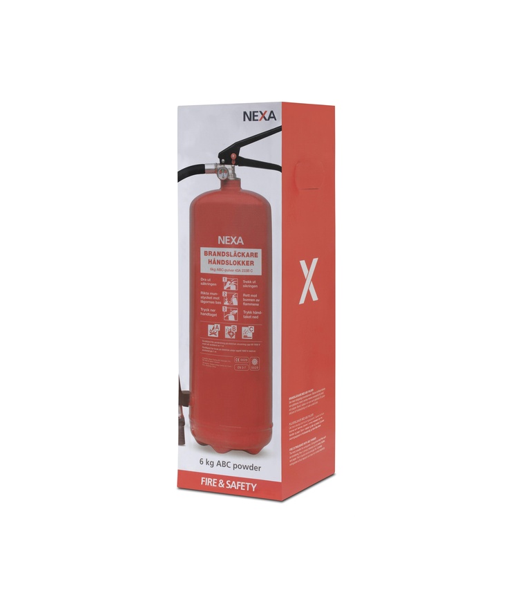 Brandsläckare röd 6kg pulver 43a 233b c nexa