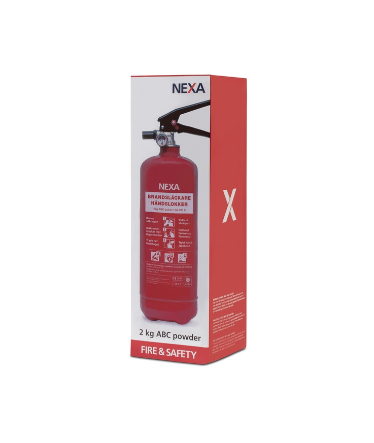 Brandsläckare röd 2kg pulver 13a 89b c nexa