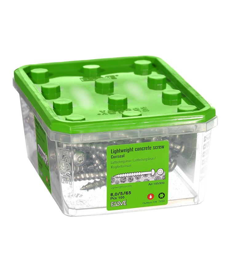 Lättbetongskruv kullrigt huvud Corrseal 8x65