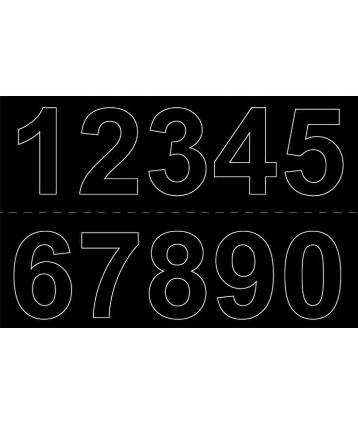 Siffra självhäftande 0-9 svart 50mm 2st