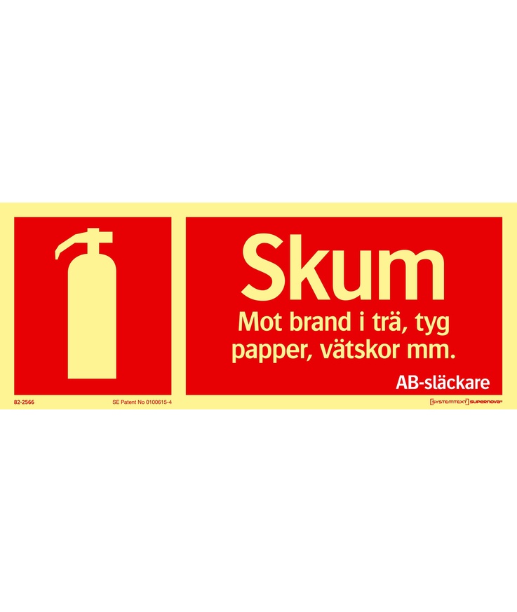 Skylt skumsläckare 82-2566 100x250mm supernova