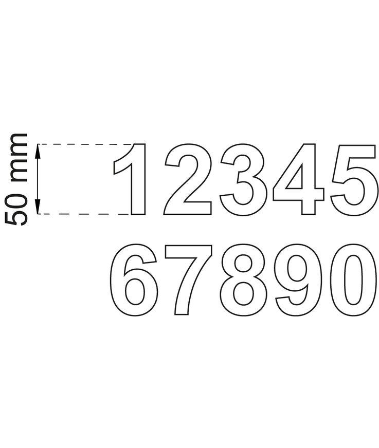 Siffra självhäftande 0-9 svart 50mm 2st
