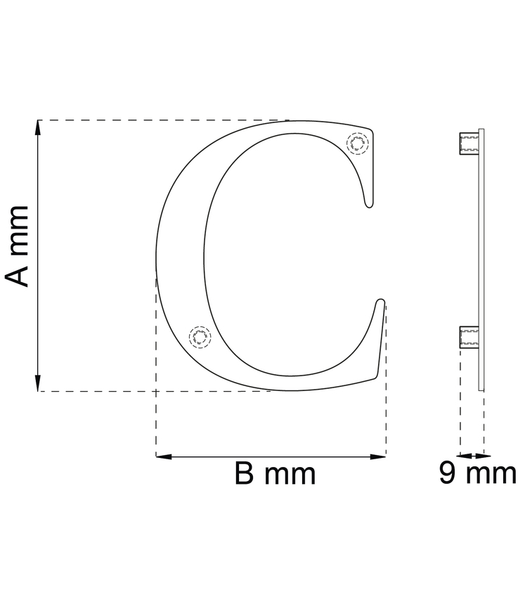 Bokstav century c svart 101x86mm