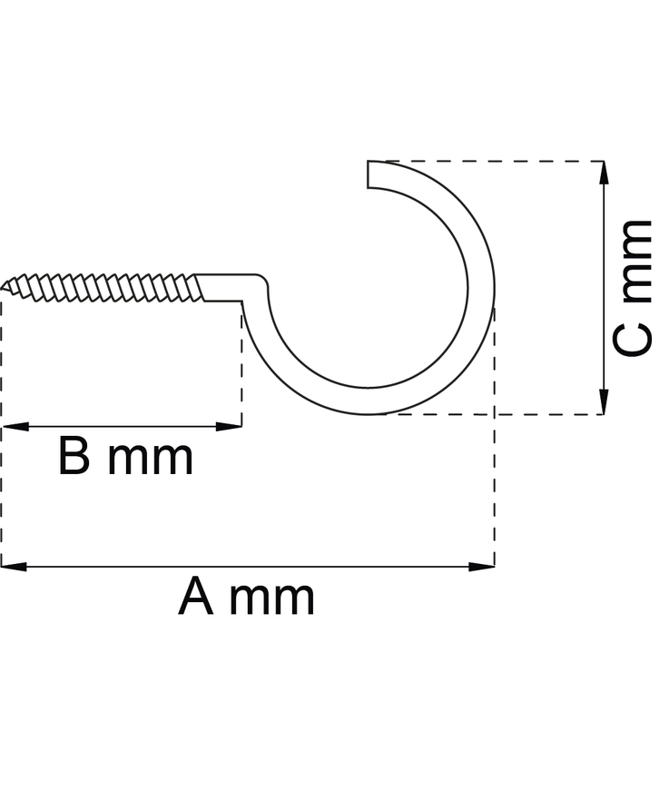 Skruvkrok 11 svart 60mm 5st