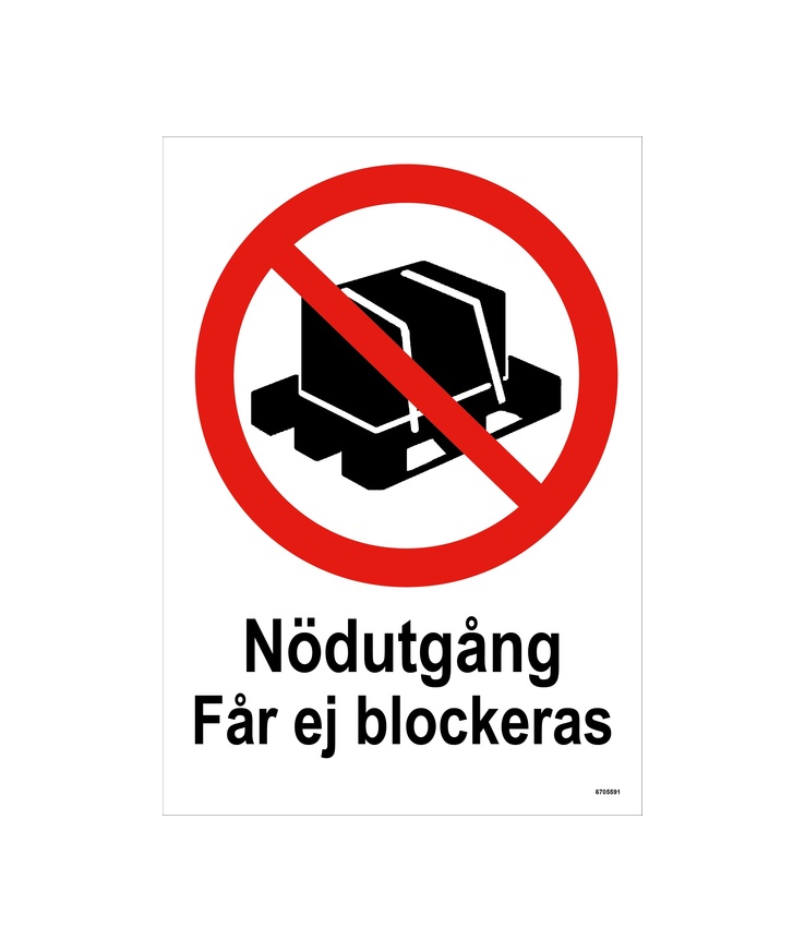 Skylt unigraph nödutgång får Ej blockeras plast 210x297mm