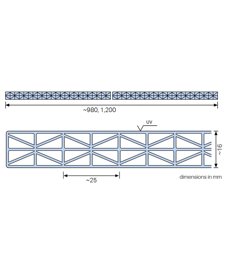 Kanalplast gop multiglas klar 6000x980x16mm