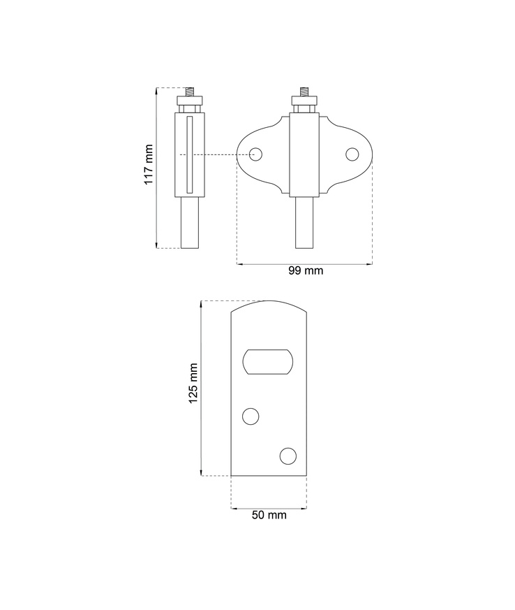 Boxlås 100 med rakt slutbleck Alu