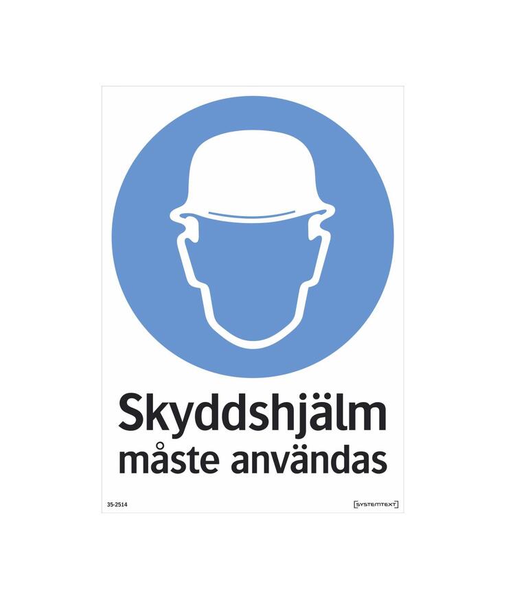 Skylt skyddshjälm pl tr 210x297