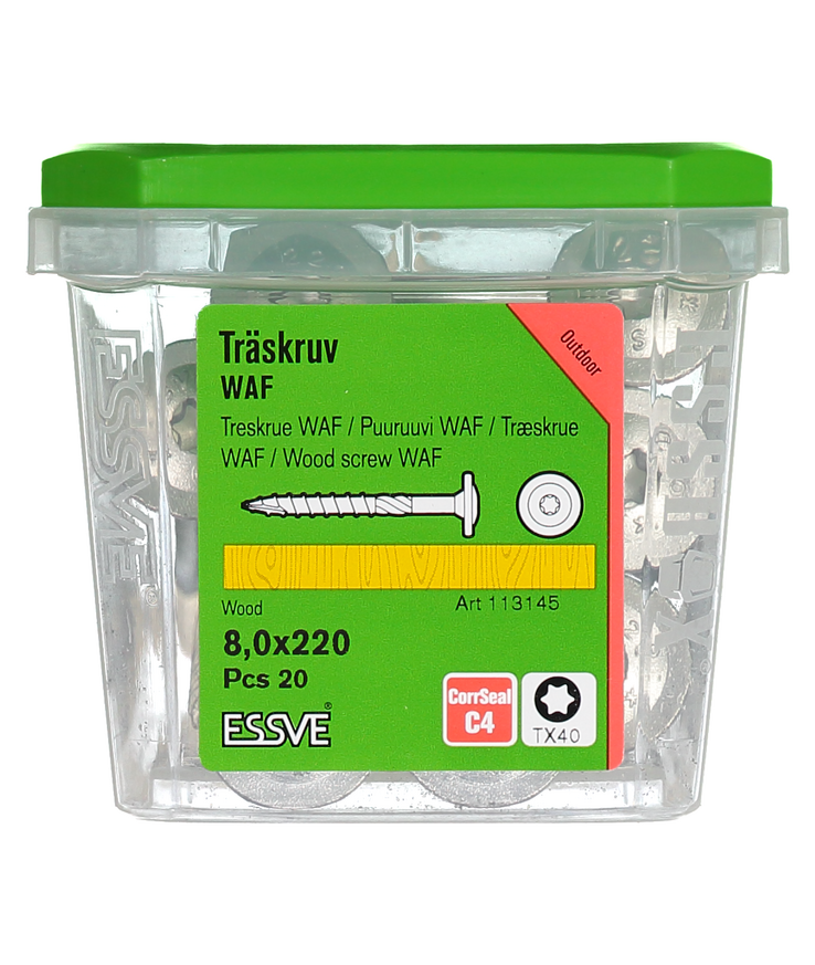 Träskruv waf stort huvud Corrseal tx40 8,0x220