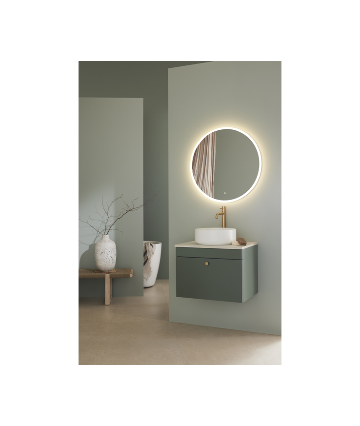 Kommod haze 1 låda 600 grön m Bänkskiva+handfat