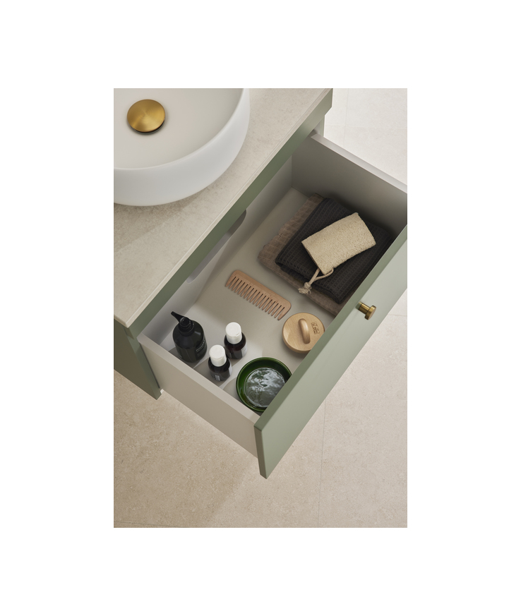 Kommod haze 1 låda 600 grön m Bänkskiva+handfat