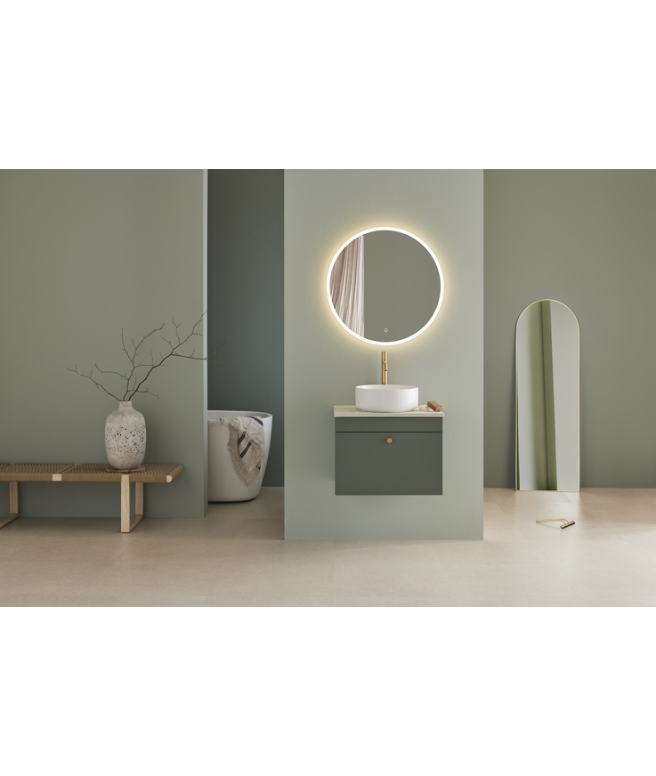 Kommod haze 1 låda 600 grön m Bänkskiva+handfat