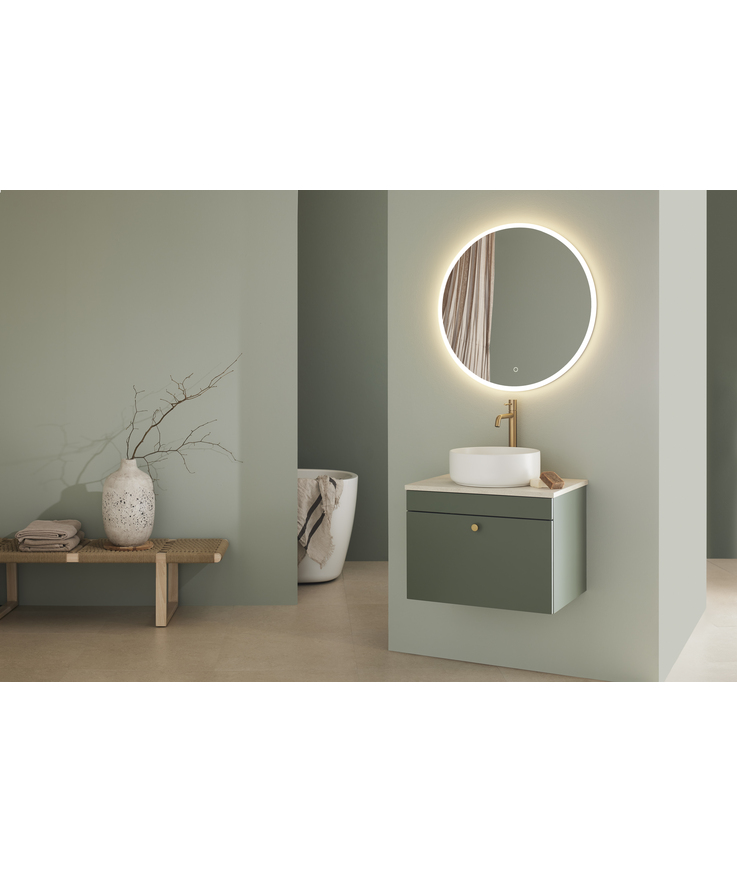 Kommod haze 1 låda 600 grön m Bänkskiva+handfat