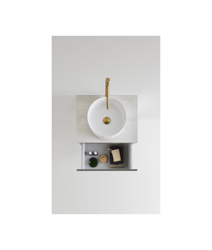 Kommod haze 1 låda 600 grön m Bänkskiva+handfat