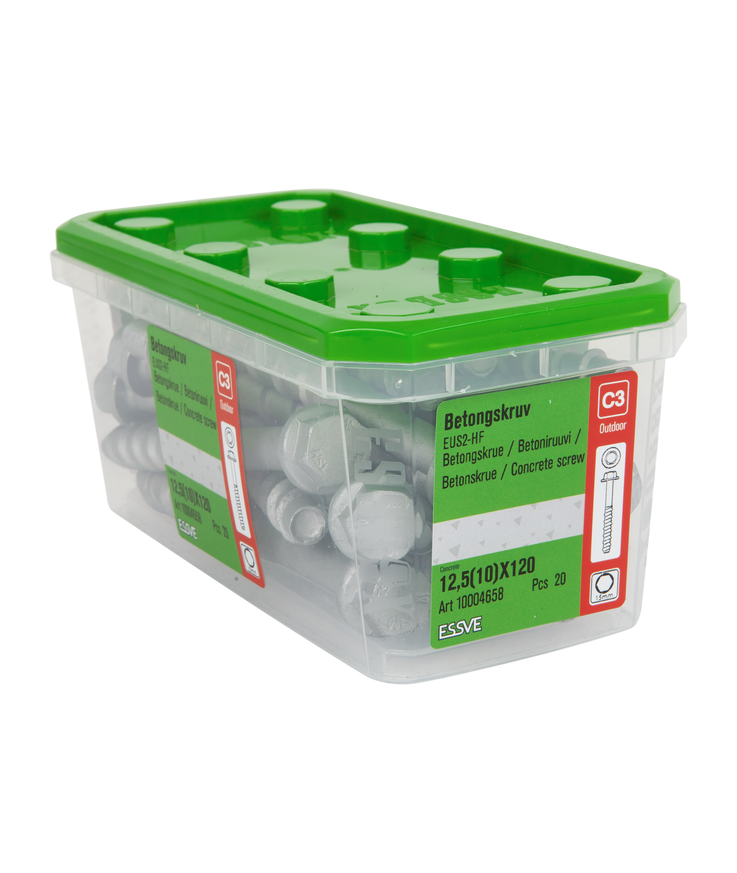 Betongskruv eus2-hf sexkantshu Zinkflake 12,5(10)x120