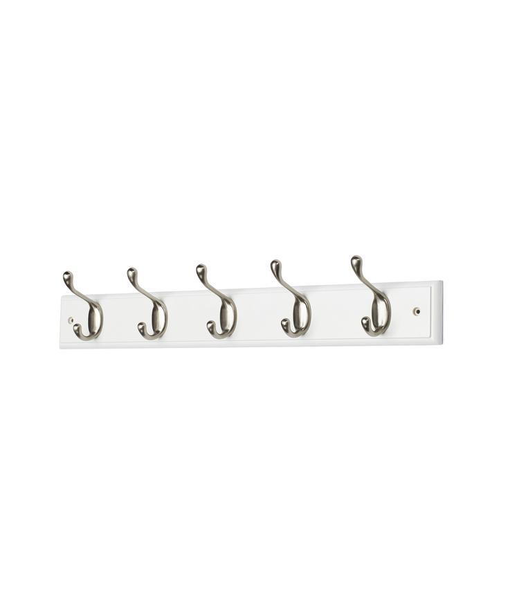 Klädhängare era 5-krok vit/m Nickel 73x560mm
