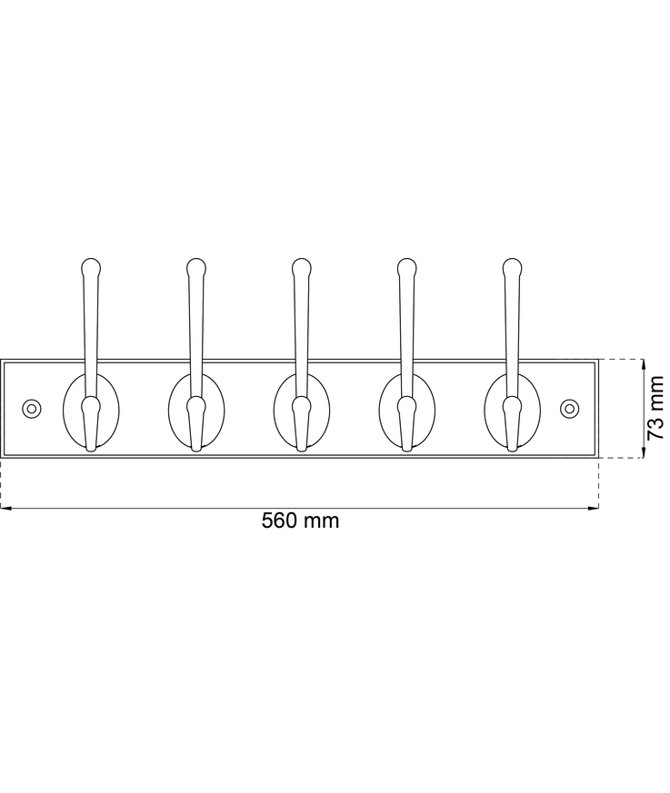 Klädhängare era 5-krok vit/m Nickel 73x560mm