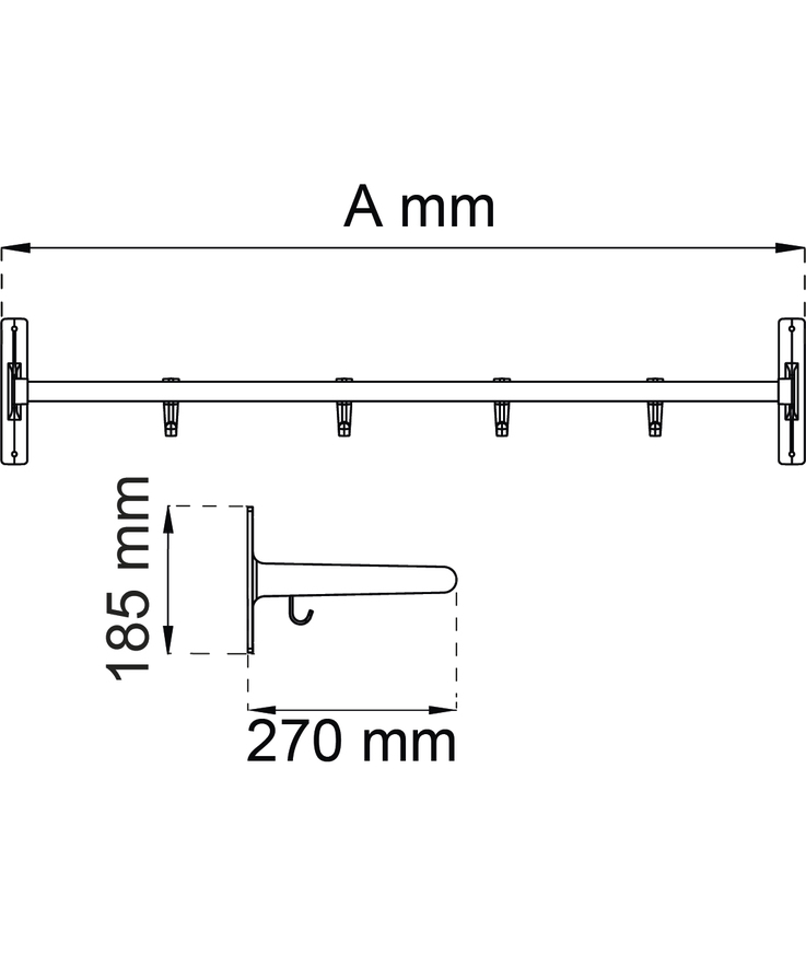 Hatthylla elegant svart/svart 100cm