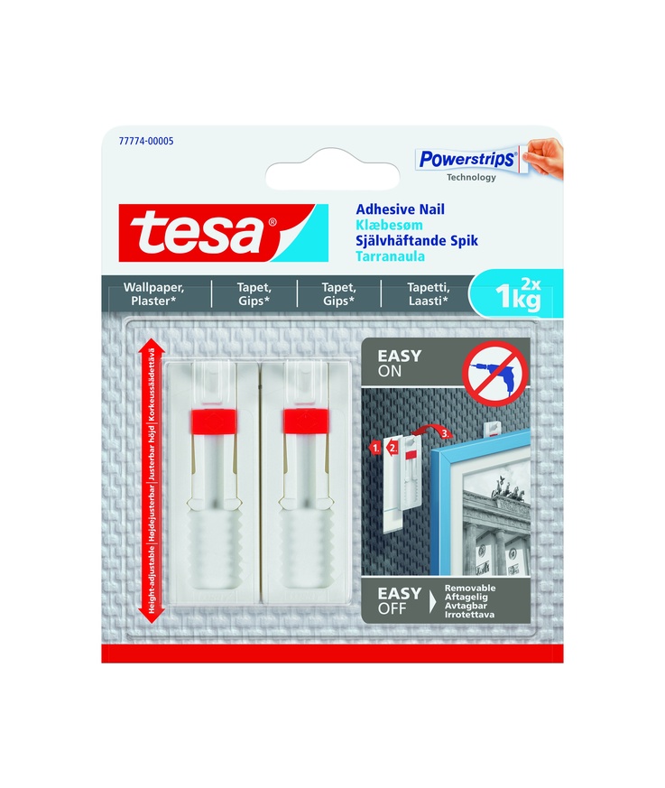 Spik 77774 tesa självhäftande Justerbar tapet/puts 1lg