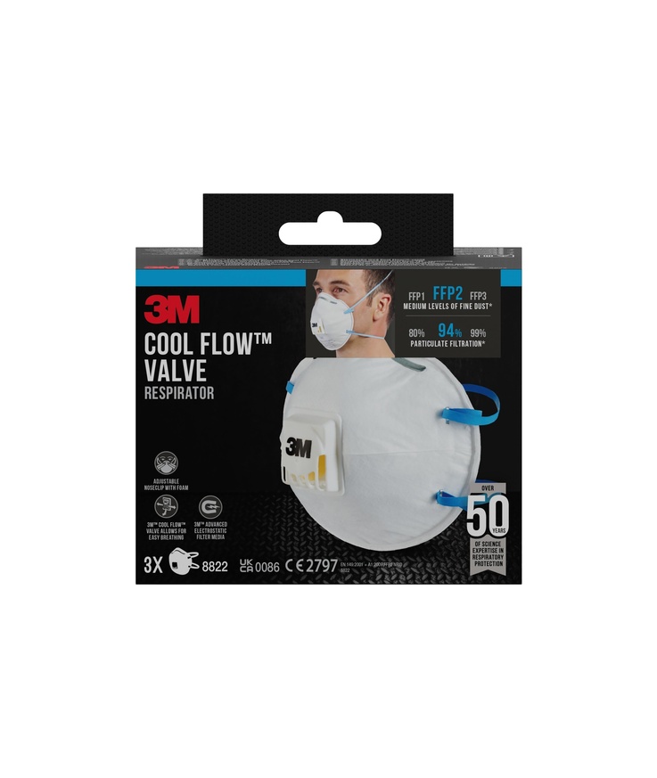 Andningsskydd 8822 ffp2 med Ventil