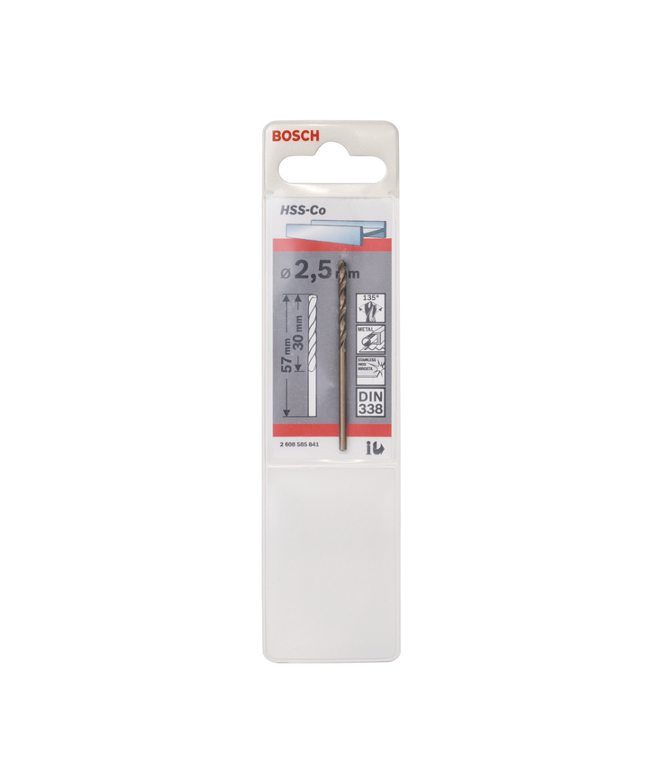 Metallborr hss-co s 2,5x57mm