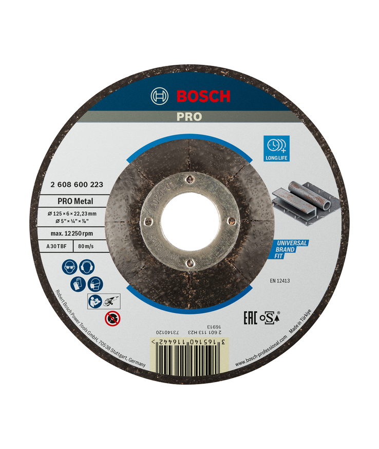 Slipskiva metall 125x6mm bosch
