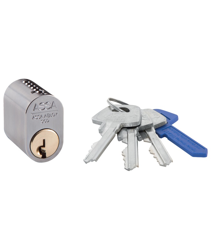 Cylinder 1201 assa abloy 3st Nycklar mattkrom