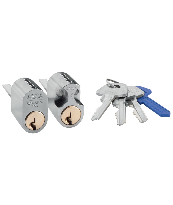 Cylinder 1208 assa abloy 3st Nycklar mattkrom