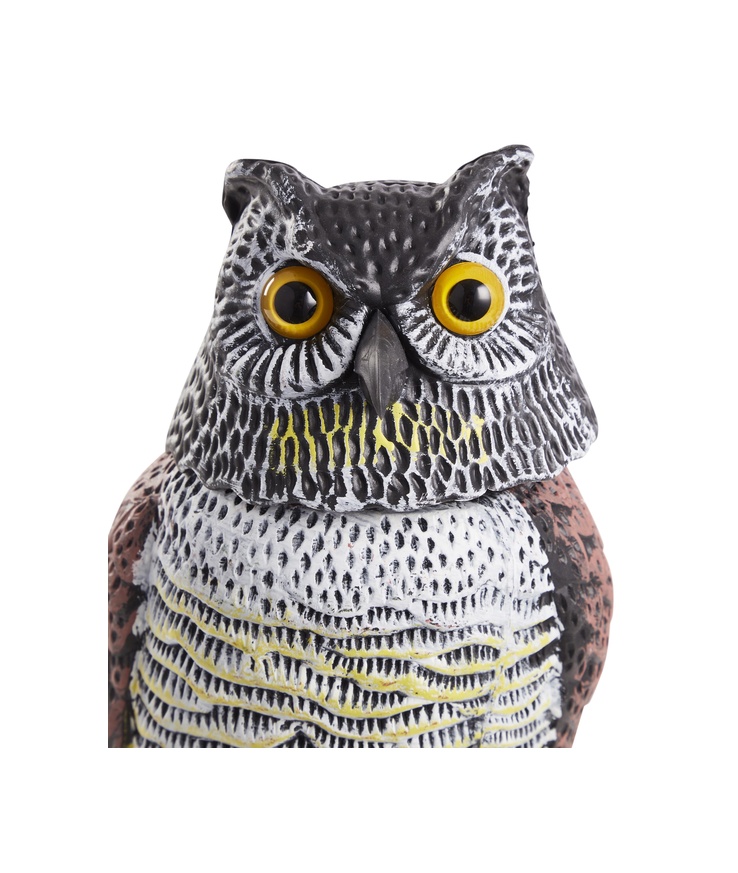 Fågelskrämma uggla rörl. Huvud 16x15x38,5cm grouw