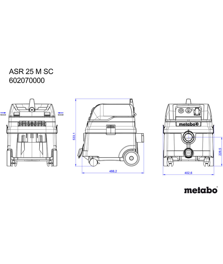 Dammsugare asr25msc metabo 1400w m-klass 25l krt